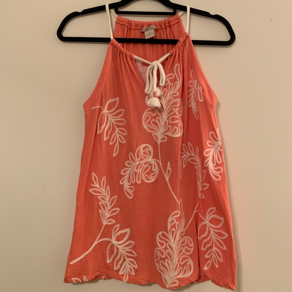 Lucky Brand Peach Blouse with Detailed Pattern